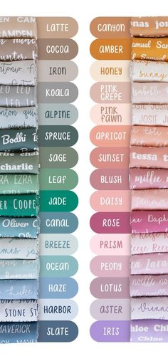 the names of different colors are shown on this sheeted wallpaper, and there is also