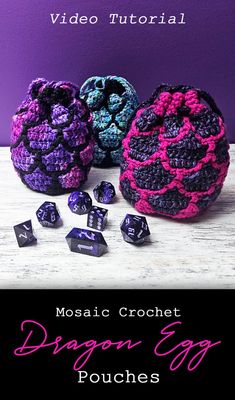 crochet dragon egg pouches with video instructions