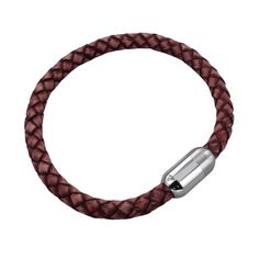 Our Vintage Red Leather Bracelet is a timeless classic. Hard wearing &r robyust, this Vintage Leather Bracelet is perfect to wear every day. The attractive smart red leather is plaited and finished with a high shine and contrasting matt stainless steel magnetic clasp. These bracelets make great gifts and will come presented in a stylish grey suede Reeves & Reeves pouch. This design will fit easily with other styles or give a great effect worn alone. Get the look and treat yourself today. Leather Red Leather Bracelet, August Birthstone Jewelry, July Birthstone Jewelry, Leather Bracelets, Jewelry Ring Box, Pearl Jewellery Earrings, Exclusive Jewelry, Men's Jewelry Rings, Evil Eye Jewelry