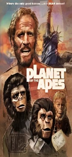 the movie poster for planet of the apes, featuring two men with different facial expressions