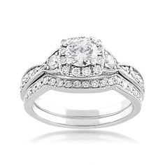 a white gold diamond ring set