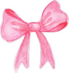 a watercolor drawing of a pink bow