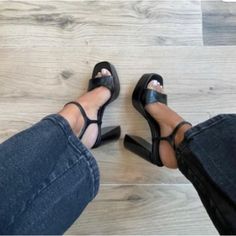 Chunky Platform Sandals With High Block Heels. Rounded Toe. Ankle Strap With Buckle Closure. Heel Height: 5.1 Inches (13 Cm) Airfit. Flexible Technical Sole Made Of Latex Foam Designed To Offer Increased Comfort. Color: Black Available Sizes: Us 7.5 (Eu 38), Us 8 (Eu 39), Us 9 (Eu 40) Upper 100% Polyurethane Lining 100% Polyurethane Sole 100% Thermoplastic Rubber Insole 100% Polyurethane Bloggers Favorite Chunky Platform Heels With Square Toe For Night Out, Chic Chunky Platform Heels With Square Toe, Chic Chunky Platform Heels For Night Out, Chunky Platform Sandals With Block Heel For Night Out, Chunky Platform Open Heel Block Heels For Night Out, Chic Block Heels With Chunky Platform And Open Heel, Chic Chunky Platform Open Toe Heels, Square Toe Sandals With Stacked Heel For Date Night, Chic Chunky Platform Heels With Open Heel