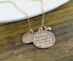 Meaningful Charm Necklace For Anniversary And Mother's Day, Rose Gold Necklace For Wedding Gift On Valentine's Day, Rose Gold Necklace For Wedding, Valentine's Day Gift, Valentine's Day Rose Gold Wedding Gift Necklace, Valentine's Day Wedding Gift Rose Gold Necklace, Personalized Rose Gold Necklace For Wedding Gift, Anniversary Rose Gold Charm Necklace, Wedding Charm Necklace With Round Pendant For Mother's Day, Engraved Charm Necklaces For Wedding, Mother's Day