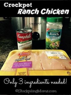 the ingredients for crockpot ranch chicken are displayed