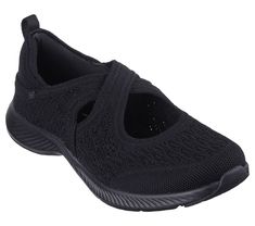 Stay light on your toes wearing Skechers Vapor Foam Move - Aster. This casual vegan Mary Jane inspired design features an engineered knit upper, a Skechers Air-Cooled Memory Foam insole, and ultra-lightweight Vapor Foam cushioning. | Skechers Women's Vapor Foam Move - Aster Shoes | Medium Width | Skechers Air-Cooled Memory Foam cushioned comfort insole | Ultra-lightweight Vapor Foam cushioning | Crafted with 100% vegan materials | Mary Jane inspired engineered knit upper | Flexible traction outs Wide Shoes, Skechers Women, 2 Inch Heels, Athletic Sneakers, Shopping Hacks, Shoe Sale, New Product, Design Features, Black Fashion