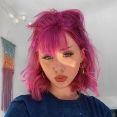 Pinkhair Aesthetic, Fox Hair, Arctic Fox Hair Color, Hair Streaks, Hair Color Shades, Short Hair Styles For Round Faces