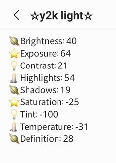 an iphone screenshot showing the brightness and temperature for different types of lights in each light