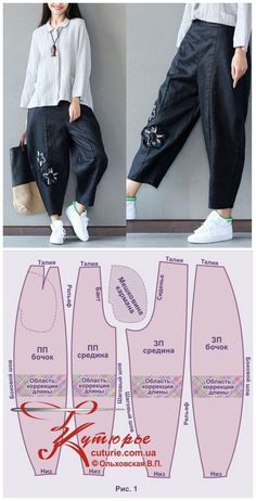 an image of a woman's pants sewing pattern with instructions to sew them