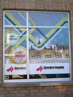 a store front window with an advertisement on it