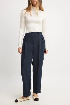 Tapered High Waist Suit Pants Blue | NA-KD Tailored High Waist Pantsuit For Workwear, High Waist Pantsuit With Belt Loops For Office, High-waisted Pantsuit With Belt Loops For Work, High Waist Pantsuit With Belt Loops For Work, Tailored High Waist Pantsuit With Belt Loops, High-waisted Dress Pants With Belt Loops For Work, High Waist Workwear Bottoms With Pressed Crease, High Waist Bottoms With Pressed Crease For Work, High-waist Bottoms With Pressed Crease For Work