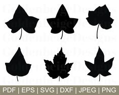 four leaf silhouettes in black and white, each with the same color as it is