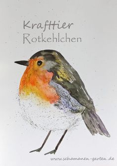 a card with a bird painted on it's front and the words, kraffer rotkelhlhen