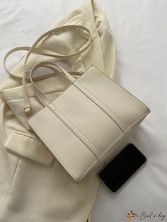 BirdinBag - Stylish Beige Double Handle Medium Square Bag with Minimalist Design Minimalist Accessories, Commuter Bag, Leather Handbags Women, Casual Tote, Bag Bag, Style Elegant, Square Bag, Haiti, Honduras