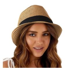 Material And Features: This Fedora Is Made Of 100% Smooth And Fine Quality Straw Fabric With A Upf 50+ Rating, Providing Great Uv Radiation Block. Lightweight And Uncrushable. You Can Take It On Your Go For Necessary Sun Protection And Most Importantly Stylish And Elegant Look. Perfect For Summer Look, Beach And Vacation. Practical Functions And Luxurious Feelings Are What You Can Gain From This Fedora Textured Natural Straw Fabric: What We Can Benefit From The Natural Straw Fabric Are Skin-Frie Casual Brown Fedora For Spring, Casual Brown Straw Hat For Day Out, Casual Beige Fedora, Straw Fabric, Fedora Beach, Womens Beach Hat, Womens Straw Hats, Summer Straw Hat, Black Fedora