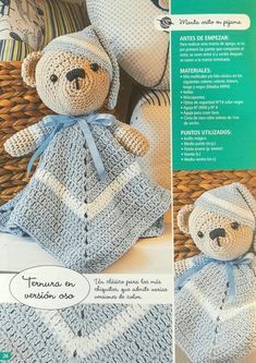 a crocheted teddy bear is shown in the book