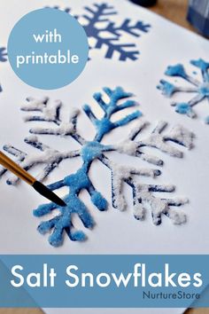 a snowflake is being made with the words salt and watercolors on it