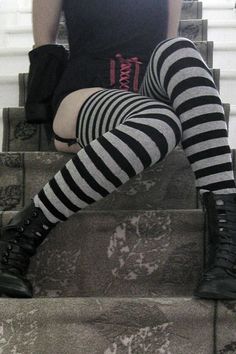 Kakegurui Aesthetic, Plus Size Thigh High Socks, Sock Garters, Thinner Legs, Plus Size Thigh, Striped Thigh High Socks, Thigh High Sock, Tall Socks, Creative Fashion Photography