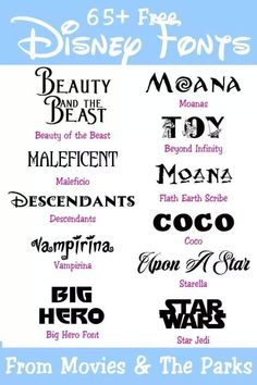 the font and numbers for disney's movies and the parks