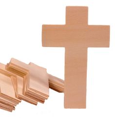 a wooden cross and five pieces of wood