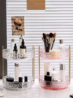 1pc 360° Rotating Makeup Organizer - DIY Adjustable Carousel Spinning Rack Cosmetics Display Rack Perfume Organiser, Spinning Bathroom Countertop Vanity Shelf, Table Decor,Ultra-Large Capacity Beauty Storage Box Multicolor    PET Tribal    Storage & Organization, size features are:Bust: ,Length: ,Sleeve Length: Perfume Organiser, Diy Makeup Organizer, Rotating Makeup Organizer, Vanity Shelf, Vanity Shelves, Organizer Diy, Makeup Organization Diy, Perfume Organization, Cosmetic Display