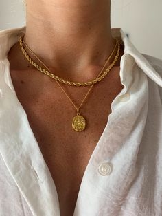 gift for mom, gold necklace, pearl necklace Real Necklaces Gold, Trending Necklaces Gold 2022, Gold Clay Necklace, Necklace Layering Gold Circular, Gold Coin Necklace Short, Small Gold Necklace Not On The High Street, Fine Golden Necklace, Layered Necklaces Real Gold, Gold Necklace Set Minimalist