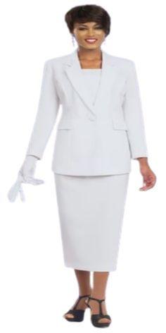 White two piece Usher Suit with faux cami Fitted Solid Suits For Work, Fitted Solid Blazer With Button Closure, Fitted Professional Pantsuit For Career, Fitted Notch Lapel Solid Color Pantsuit, Elegant Sets With Double Button Closure For Business Casual, Elegant Business Casual Set With Double Button Closure, Fitted Solid Color Suit For Office, Solid Suits With Double Button Closure For Office, Office Suits With Single Button