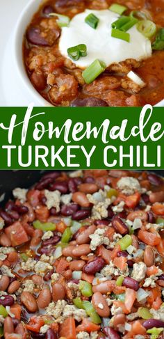 homemade turkey chili recipe with beans and sour cream