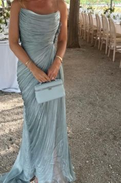 Maria Lucia Hohan Bridal, Blue Bridesmaid Dresses Aesthetic, Prom Dress Inspo 2024, Maria Lucia Hohan Dress, Blue Wedding Dress Guest, Textured Bridesmaid Dresses, Blue Prom Dress Aesthetic, Pastel Wedding Guest Dress, Italian Wedding Guest