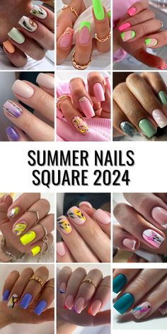 Embrace the summer season with summer nails square 2024, featuring short acrylic designs in a range of bright and neon colors. From classic red to soft white, these nails offer a cute and casual look that's easy to maintain. Whether you prefer simple shapes or more intricate patterns, there's a design for every taste. Light To Dark French Tip Nails, Classy Summer Nails Square, Summer Nail 2024 Trends Square, Square Nail Art Summer, Holiday Nails Summer Acrylic Square, Short Square Summer Nails 2024, Nail Color Ideas 2024, Trendy Summer Nails 2024 Square, Summer Nails 2024 Square