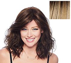 Fun, flirty, and feminine, the Hairdo Courtside Waves wig is a shoulder-length, softly layered bob that cascades gently around the face, creating a stylized yet casual feel.  And because it is made with Tru2Life synthetic hair, it can be curled or straightened with thermal styling tools depending on your desired look.  How do I use it: First, remove the wig from the packaging and give it a good shake to loosen up the style. If your hair is short, simply comb it back. For mid-length to long hair, Medium Haircuts For Women, Haircuts For Long Hair With Layers, Faux Hair, Medium Haircuts, Beautiful Hairstyle, Short Curly Wigs, Best Wigs, Layered Bob, Haircuts For Long Hair