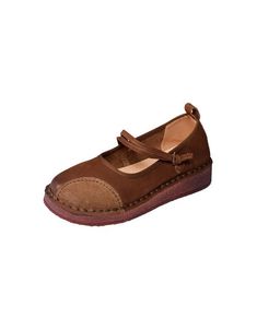 Features:  Item Type: Walking Shoes | Retro Flat Shoes Gender: Female Brand: Obiono Main Material: Cowhide Heel Type: Flat Upper/sole Material: Cow Leather Heel Height: Low(1-3cm) Closure Type: Buckle Color: Brown, Coffee Season: Spring Size:35-40 Elegant Chunky Heels, Flats Shoes Comfortable, Shoes Retro, Brown Coffee, Women Shoes Online, Retro Shoes, Retro Jewelry, Comfortable Flats, Leather Shoes Woman