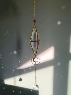 Aesthetic Crystal Suncatcher with moon symbol, crystal prism ornaments creating rainbow lights, aesthetic bedroom window hanging decor, Boho room decor, Bohemian style home home decor, Car hanging decor rainbow maker Boho Room Decor Ideas