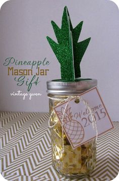 a jar filled with pineapple mason jar gift