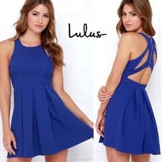 LULUS Dress Womens XS Blue Cutout Open Back Sleeveless Pleated  | eBay