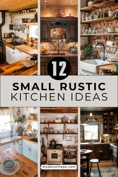 small rustic kitchen ideas with text overlay