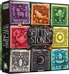 the front cover of shifting stones, an interactive board game for children and adults ages 3 - 5