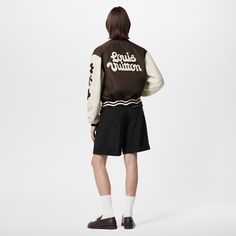 LOUIS VUITTON® - Embroidered Varsity Jacket - Brown Varsity Jacket Brown, Givenchy Jacket, Givenchy Tshirt, Versace Jacket, Louis Vuitton Gifts, Louboutin Bags, Fall Winter Essentials, Off White Jacket, Burberry T Shirt