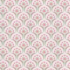 an old wallpaper with pink and blue flowers on white background, in the style of art nouveauism