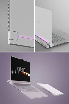 an image of a laptop that has been designed to look like it is floating in the air