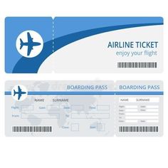 an airline boarding card with a plane on it