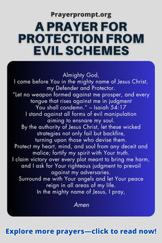 a prayer for protection from evil schemes