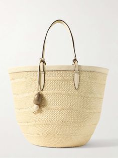 Summer Straw Bag With Leather Handles For Errands, Beige Woven Straw Bag For Errands, Natural Straw Bag With Woven Leather For Errands, Natural Woven Leather Straw Bag For Errands, Chic Natural Straw Bag For Errands, Natural Straw Bag, Luxury Handwoven Beige Straw Bag, Luxury Woven Leather Beach Bag, Luxury Woven Leather Tote Beach Bag