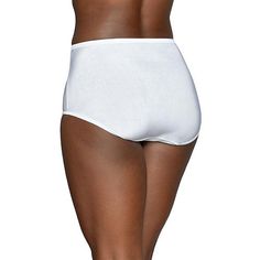 Vanity Fair Illumination Brief Panty 3-Pack The Vanity Fair Illumination Brief offers supreme stretch for ultimate comfort. Satin trim adds an elegant touch at both the legs and waist. This panty has full rear coverage to ensure that the garment will stay in place and not ride up. This Brief silhouette sits at the belly button and leg openings follow the natural crease of the leg.       Body (Solid): 95% Nylon/5% Spandex      Body (Print): 88% Polyester/ 12% Spandex      Lining (Gusset): 100% Co Bra Measurements, White Star, Fabric Tape, Full Figured, Bra Styles, Bra Cups, Curator Style, Belly Button, Vanity Fair