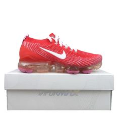 Nike Air Vapormax Flyknit 3 Shoes Red Magic Flamingo Pink Multi Colorway * Rare Shoe & Colorway * 2019 Shoe Release 100% Authentic Shoe Size: Us Women's 7.5 Style Code: Cu4756-600 Brand New With The Original Box Never Been Worn Or Used 1 Day Handling Time All Items Are In Hand And Ready To Ship Purchase With Confidence & Thank You Red Athleisure Sneakers With Air Cushioning, Red Dynamic Running Shoes With Laces, Red Mesh Sneakers For Running, Red Mesh Sneakers For Sports, Red Athleisure Sneakers With Cushioned Footbed, Nike Casual Running Shoes With Air Cushioning, Red Lace-up Sneakers With Air Cushioning, Lace-up Running Shoes With Red Sole, Nike Functional Red Running Shoes