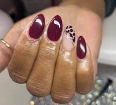 Burgundy Matte Leopard Nails, Burgundy Leopard Print Nails, Burgundy Nails With Cheetah Print, Maroon And Cheetah Nails, Maroon Animal Print Nails, Maroon Nail Designs, Queen Nails, Gel Acrylic Nails