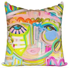 Art pillow face art, art for your home Coco Art, 22x22 Pillow, Doll Faces, Art Colourful, Office Inspo, Indoor Outdoor Pillows, Pillow Fabric, Velvet Color, Sunbrella Fabric