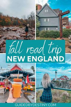 the fall road trip in new england with text overlay