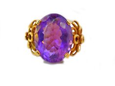 18k Vintage Amethyst Ring Handmade Vintage Amethyst Gold Heirloom Amethyst Birthstone Ring, Vintage Yellow Gold Amethyst Ring, Victorian Amethyst Ring In Yellow Gold, Victorian Yellow Gold Amethyst Gemstone Ring, Victorian Yellow Gold Amethyst Ring, Victorian Style Purple Amethyst Ring For Gift, Victorian Style Purple Amethyst Ring As Gift, Heirloom Style Purple Amethyst Collectible Ring, Heirloom Purple Amethyst Collectible Ring