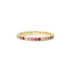 Indulge in timeless elegance with our Multi Colored 14k Gold Eternity Band—a luxurious masterpiece that transcends the boundaries of conventional jewelry. This exquisite eternity band is a manifestation of everlasting moments, symbolizing the perpetuity of love and commitment.Crafted with precision and adorned with a total of .85 carats of semi-precious and precious gemstones, each stone is meticulously set deep within the slender band. The result is a seamless and harmonious blend of colors, cr Elegant Ruby Eternity Band In Yellow Gold, Elegant Ruby Gemstone Eternity Band, Elegant Yellow Gold Ruby Eternity Band, Elegant Ruby Eternity Band, Luxury Multi-stone Yellow Gold Eternity Band, Luxury Yellow Gold Multi-stone Eternity Band, Ruby Eternity Band In Yellow Gold Stackable, Stackable Ruby Eternity Band In Yellow Gold, Luxury Yellow Gold Eternity Band With Multi-stone